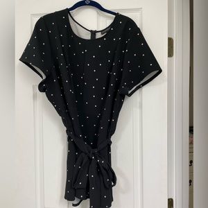 Lane Bryant Black Polka Dot Blouse Size 22